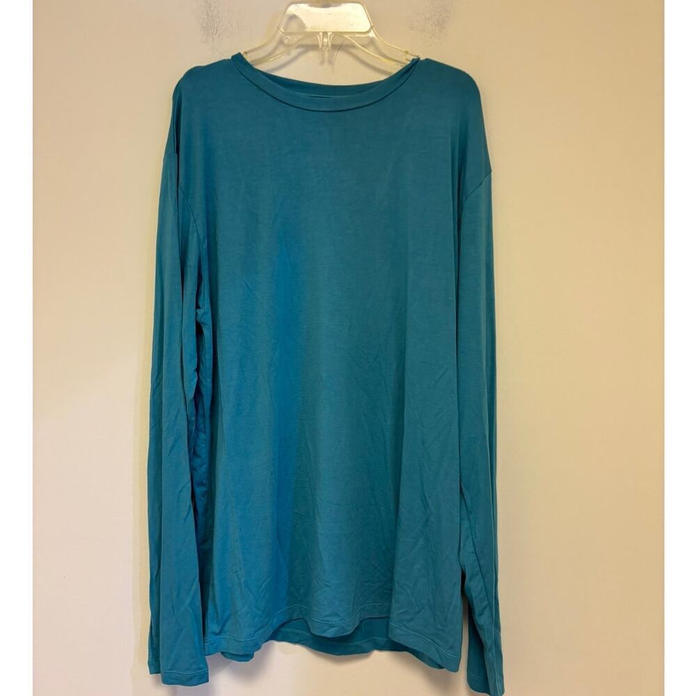 KICKEE Men's Solid Long Sleeve Performance Jersey Tee Size XL Blue